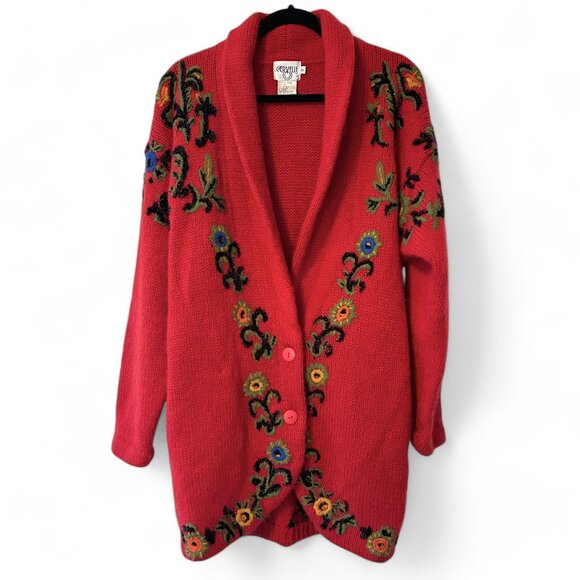 Vintage Cervelle Oversized Wool-Blend Embroidered Sweater - Picture 2 of 8